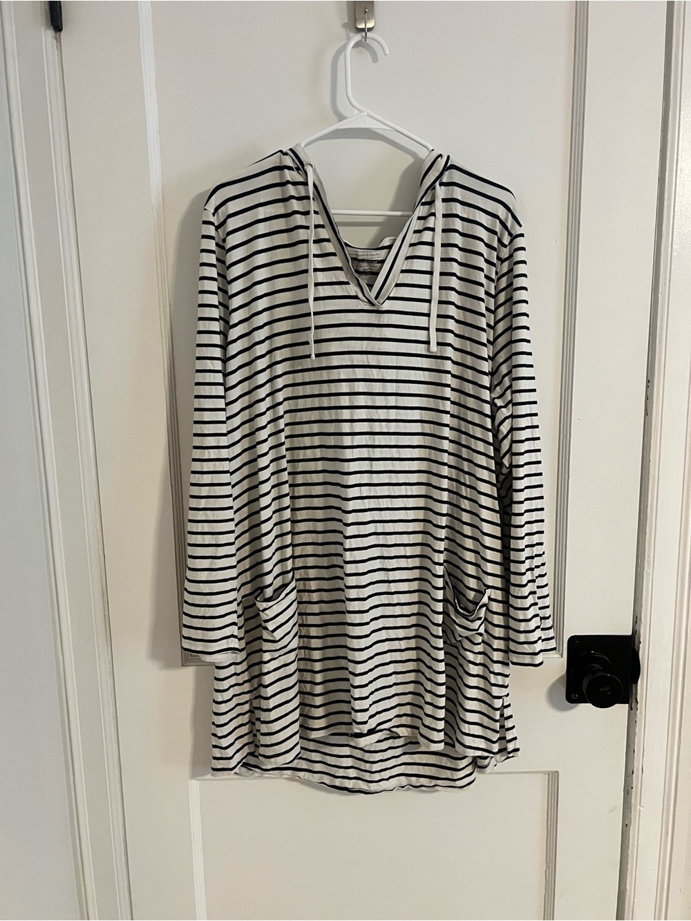Coolibar Navy and White Striped Cover-Up Dress